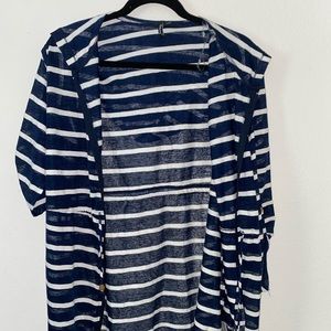 Navy and white bathing suit cover up